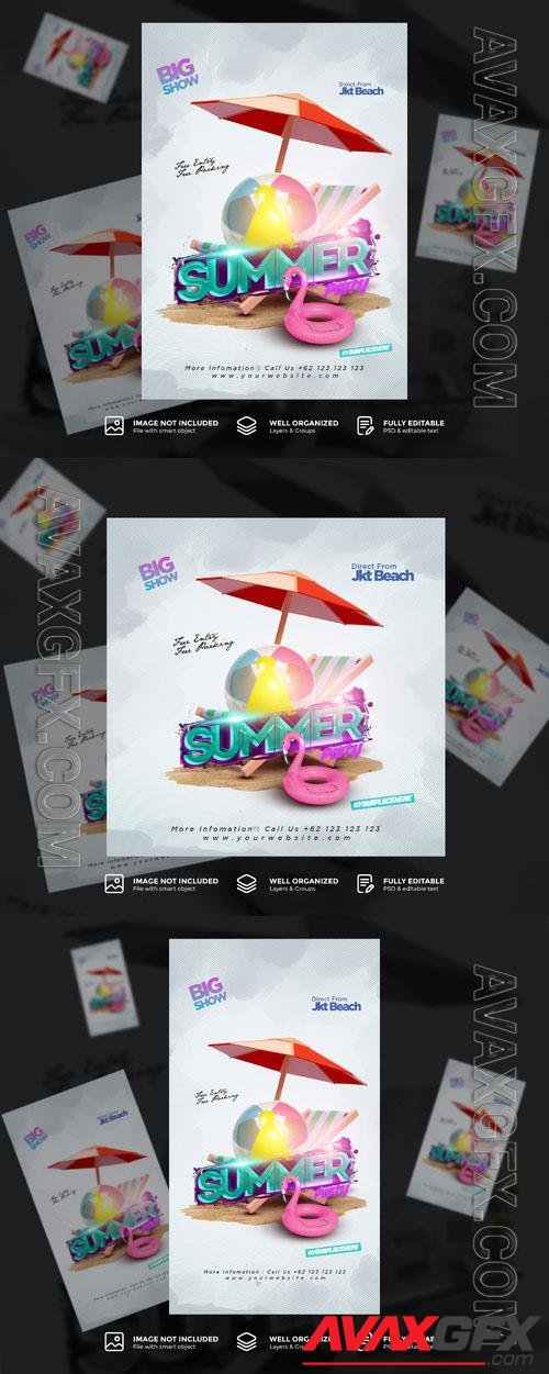 PSD summer party banner invitation flyer template