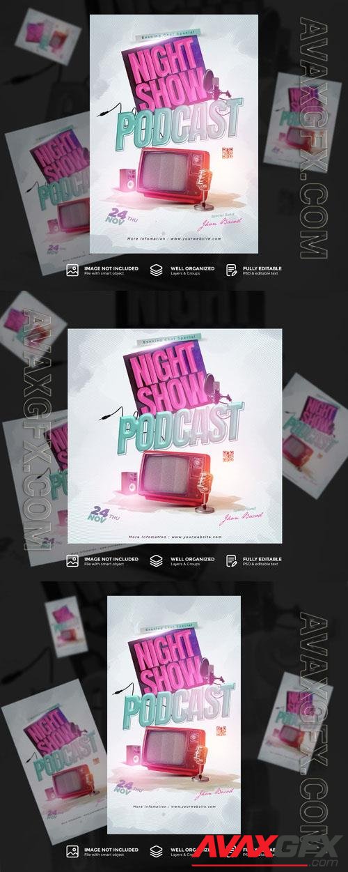 PSD podcast talkshow social media flyer template