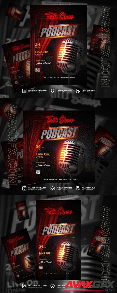 PSD podcast flyer and social media post template