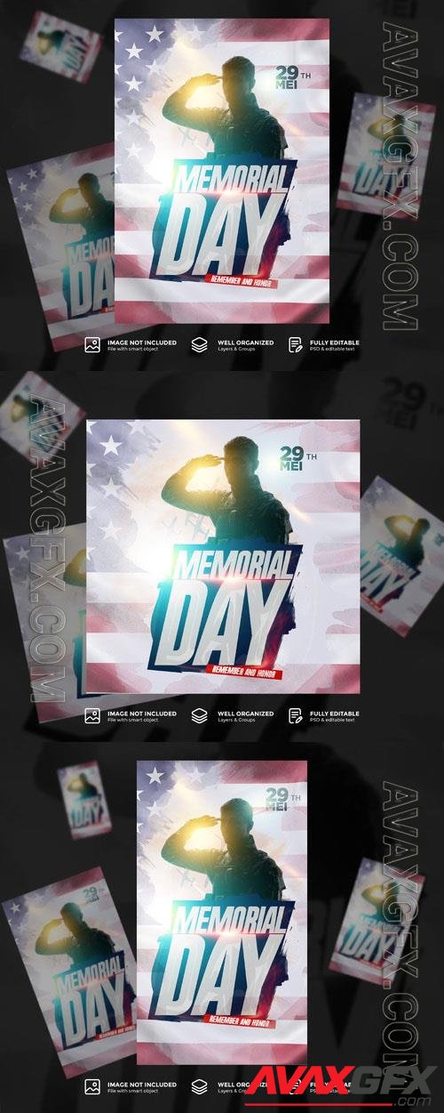 PSD memorial day social media post flyer template