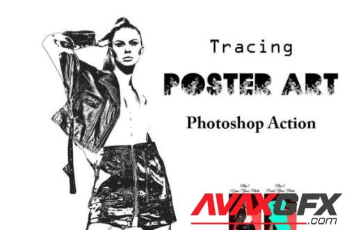 Tracing Poster Art Photoshop Action - 16534947