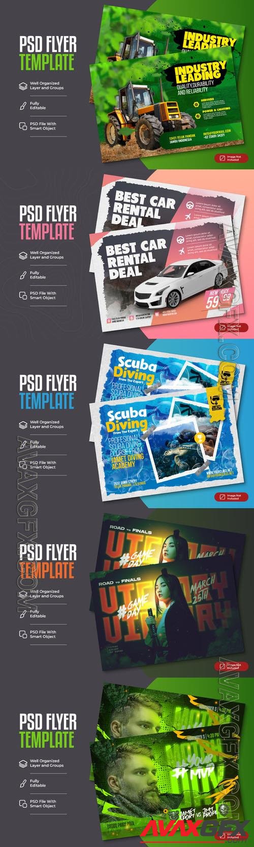 Psd flyer template design set