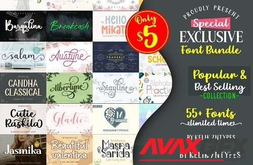 Special Exclusive Font Bundle - 59 Premium Fonts