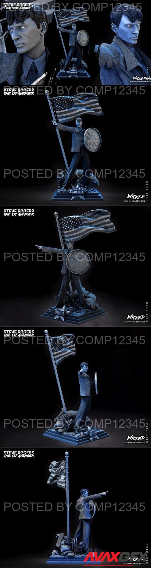 WICKED - Steve Rogers Statue 3D Print