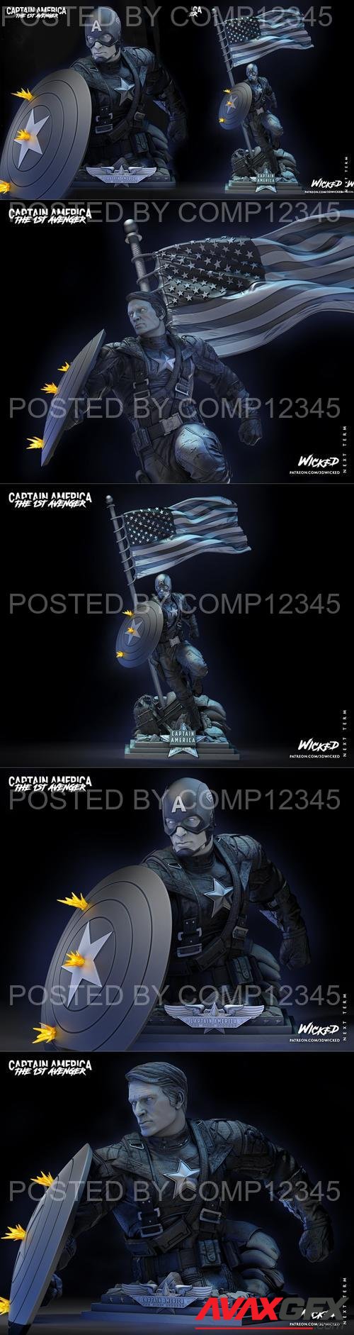 WICKED - Captain America Bust 3D Print