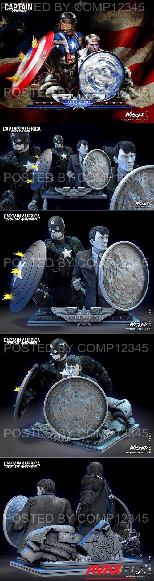 WICKED - Diorama Steve Rogers and Capitan America Bust 3D Print