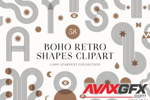 Boho Retro Geometric Abstract Shapes Clipart Set Modern - 2602516