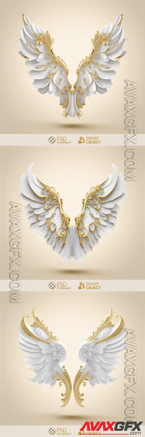 Psd poster for a smart object with white angel wings