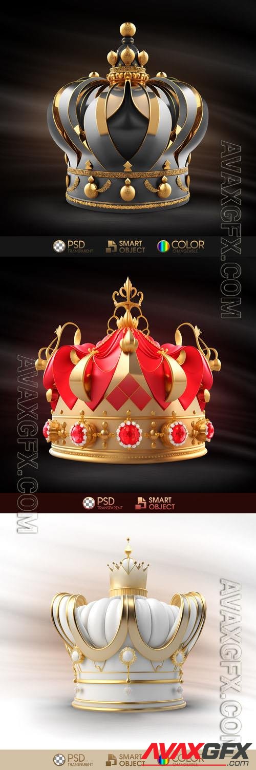 Crown with gold, red, and black in psd