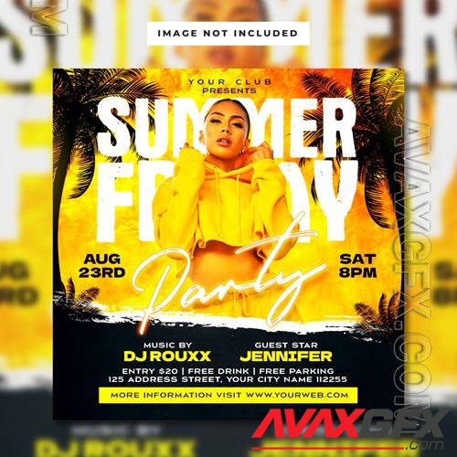 PSD summer friday party flyer instagram post template