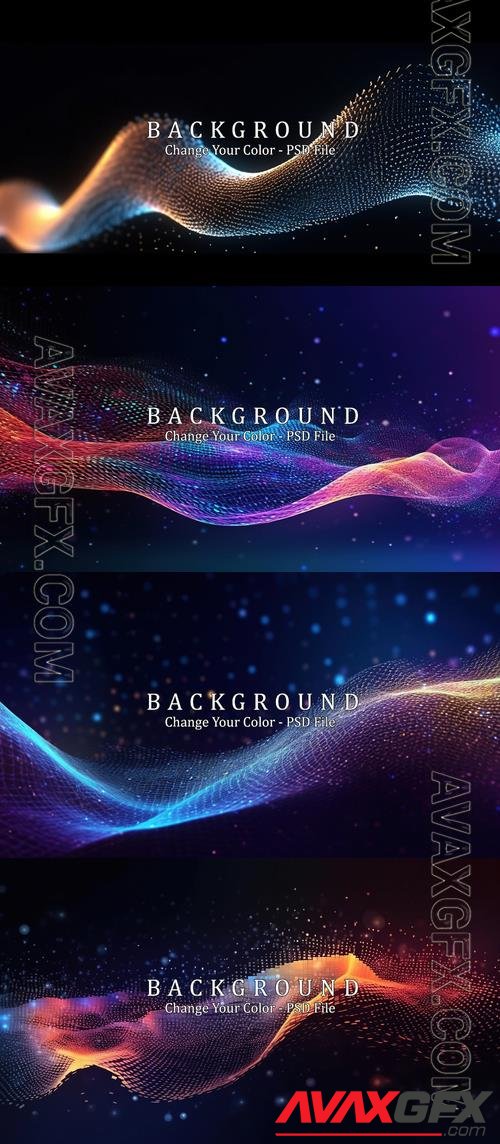 Psd abstract waving particle technology background design