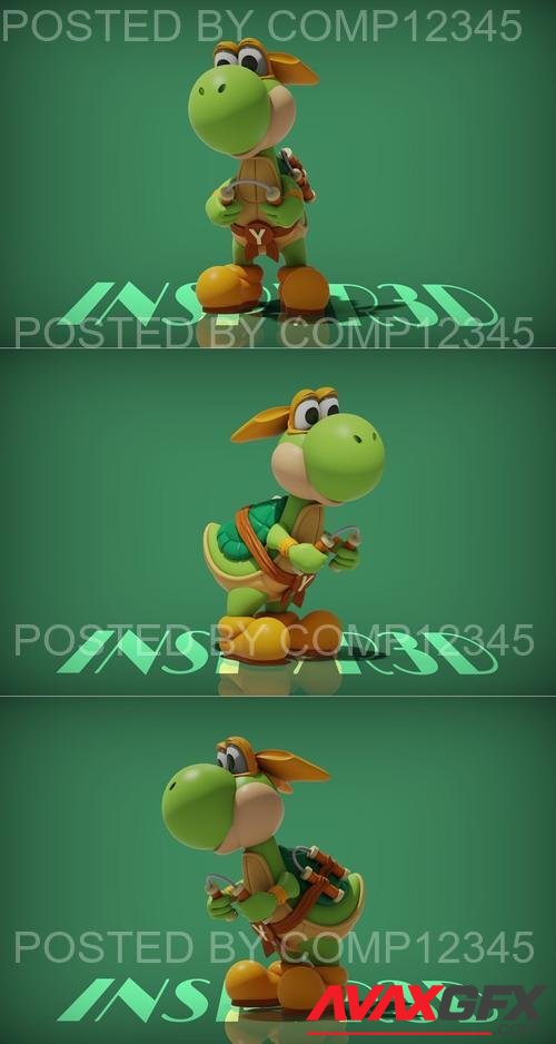 Yoshi X Michelangelo 3D Print