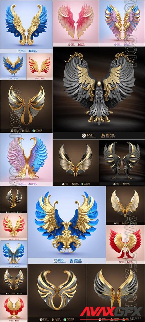 Angel wings set in psd