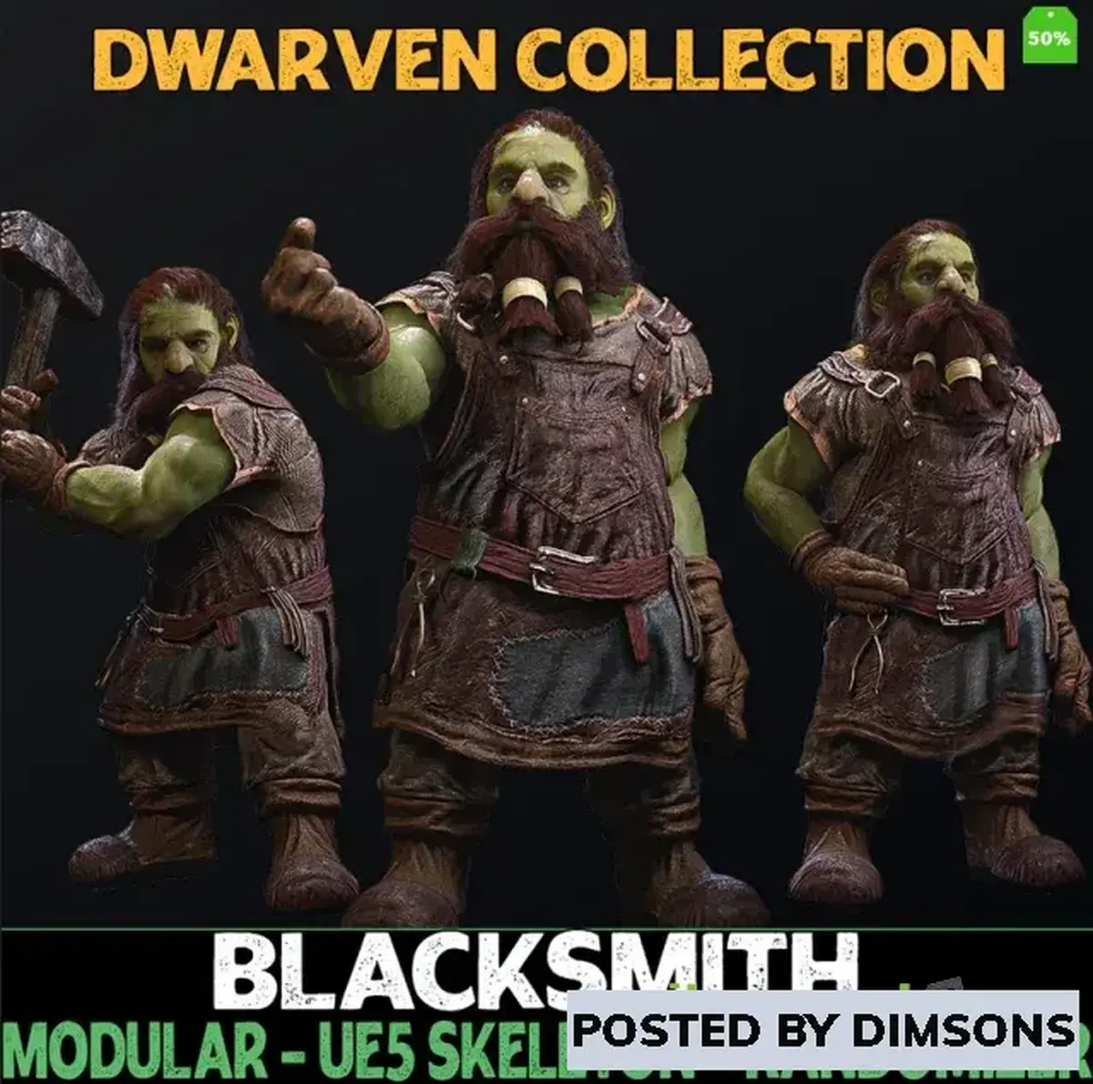 Unreal Engine Characters Blacksmith - Male Dwarfs - Fantasy Dwarf Collection v5.1