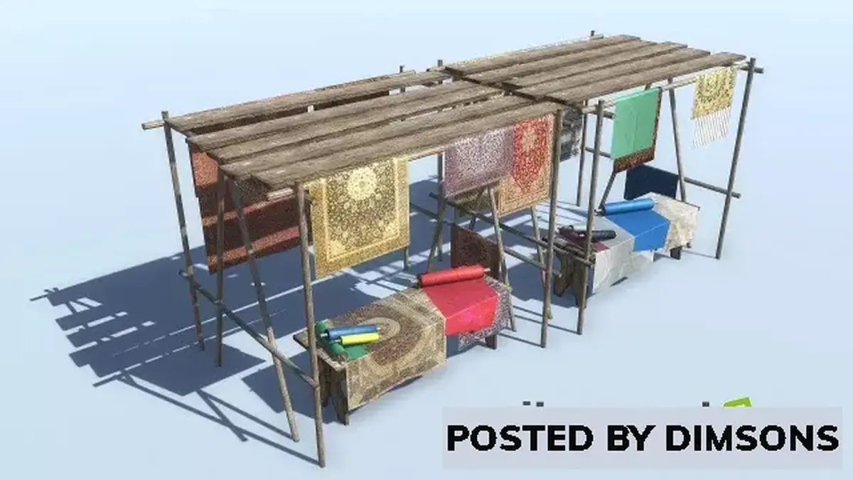 Unity 3D-Models Medieval Fabric Market Stall v1.0