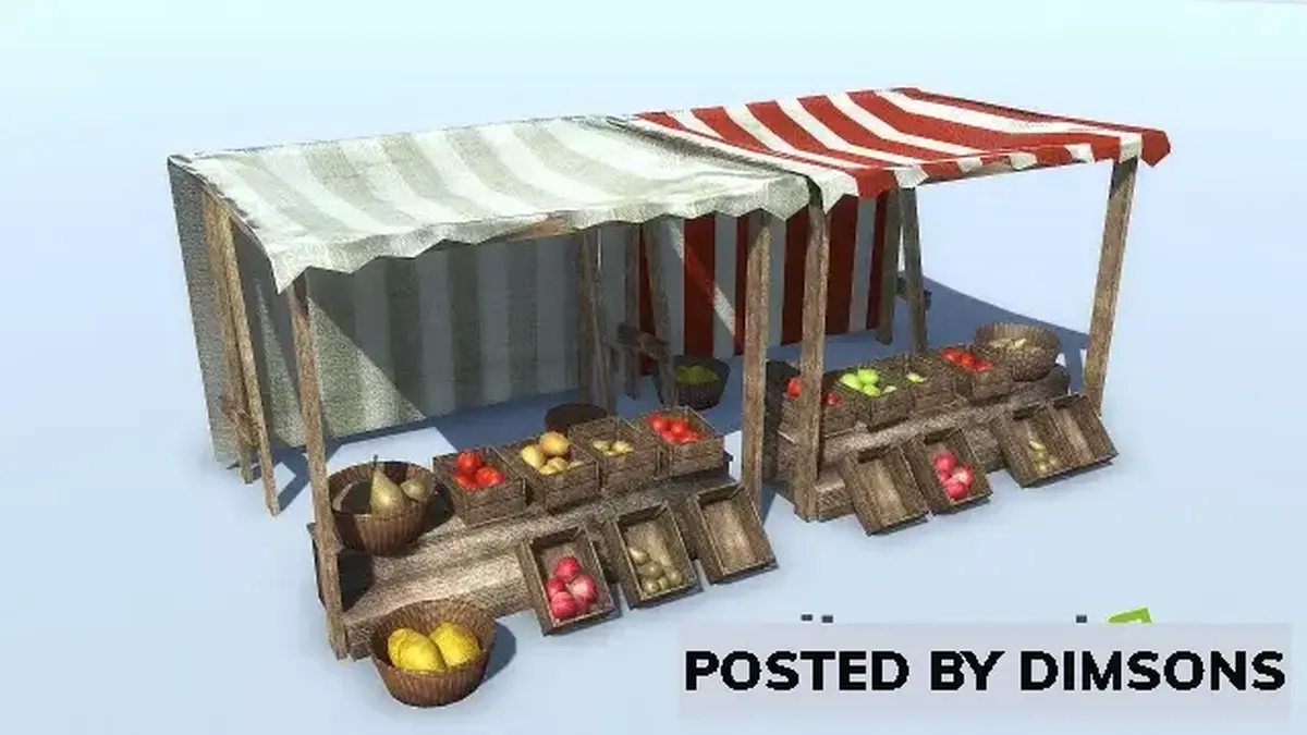 Unity 3D-Models Medieval Food Market Stall v1.0