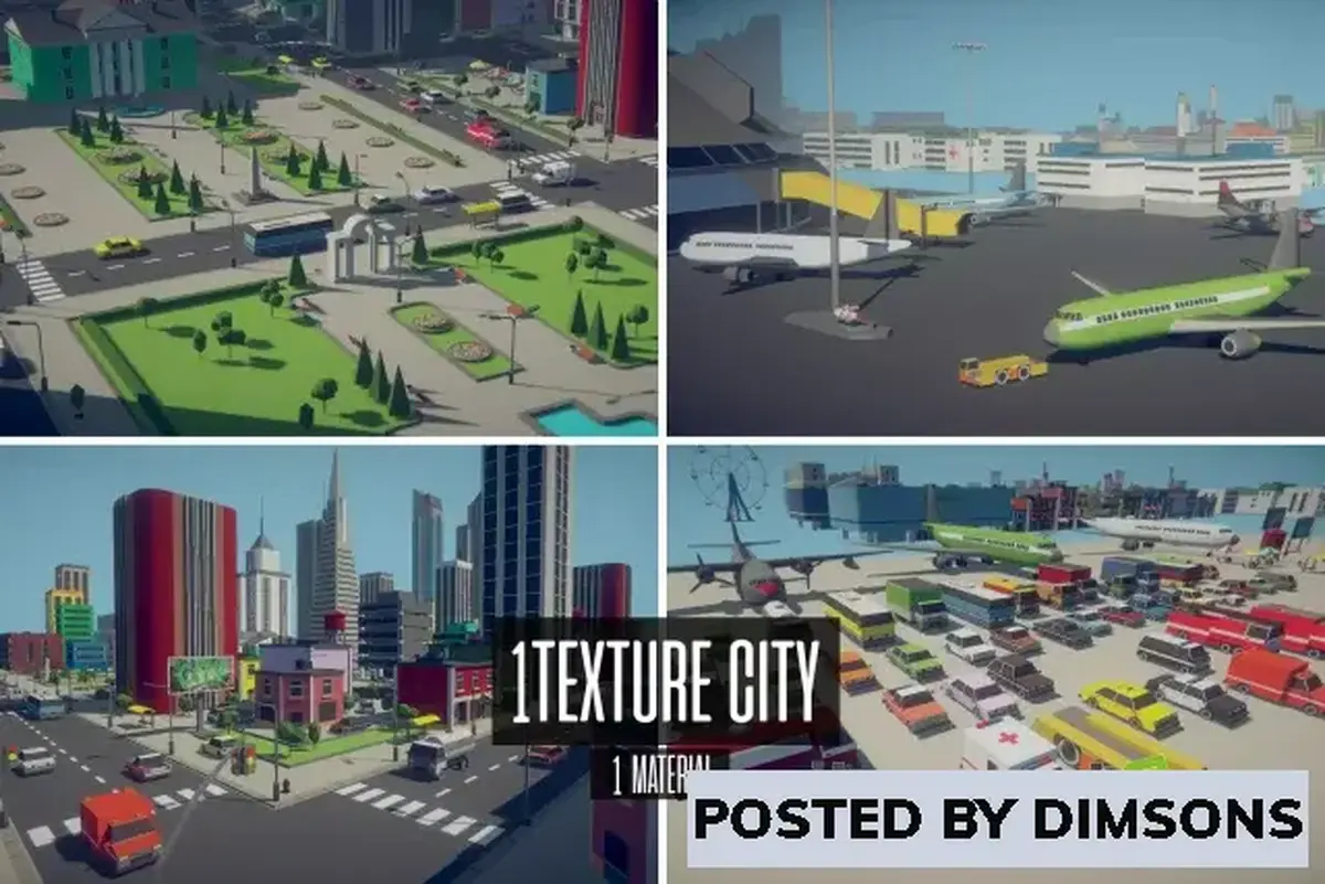 Unity 3D-Models Mobile - 1Texture City v1.5