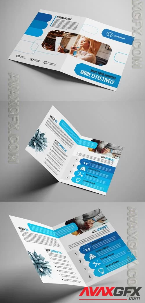 Brochure Layout with Blue Geometric Elements 208958331 [Adobestock]