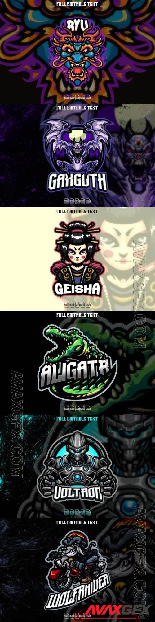 Mascot logo, cartoon character logo, retro logo vol 2