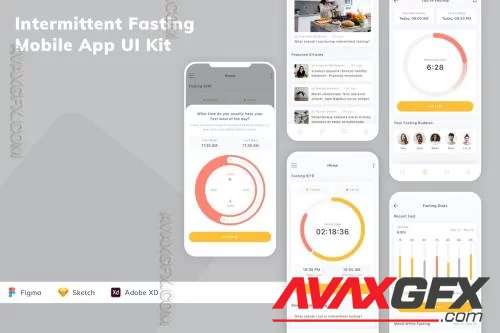 Intermittent Fasting Mobile App UI Kit SN46369