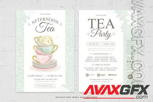 Soft pastel theme english tea afternoon tea cafe menu template in psd