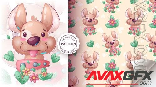 Vector seamless pattern cartoon character adorable dogs