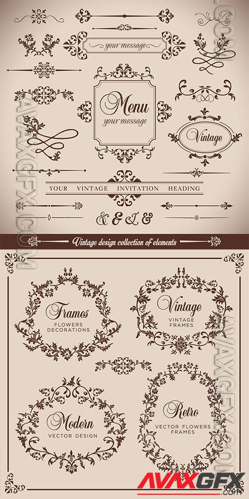 Frames, ornaments, swirls, borders in vector