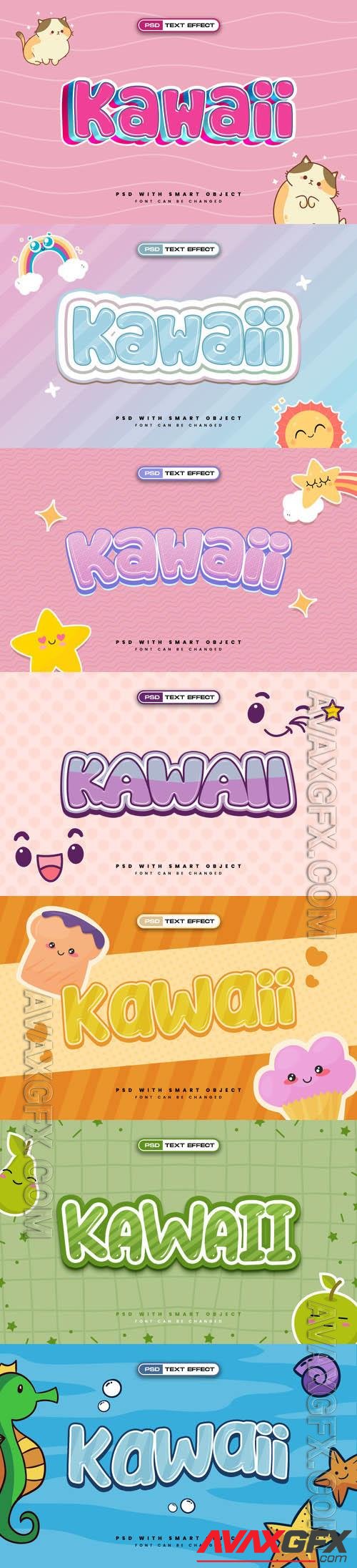 PSD cartoon kawaii text effect