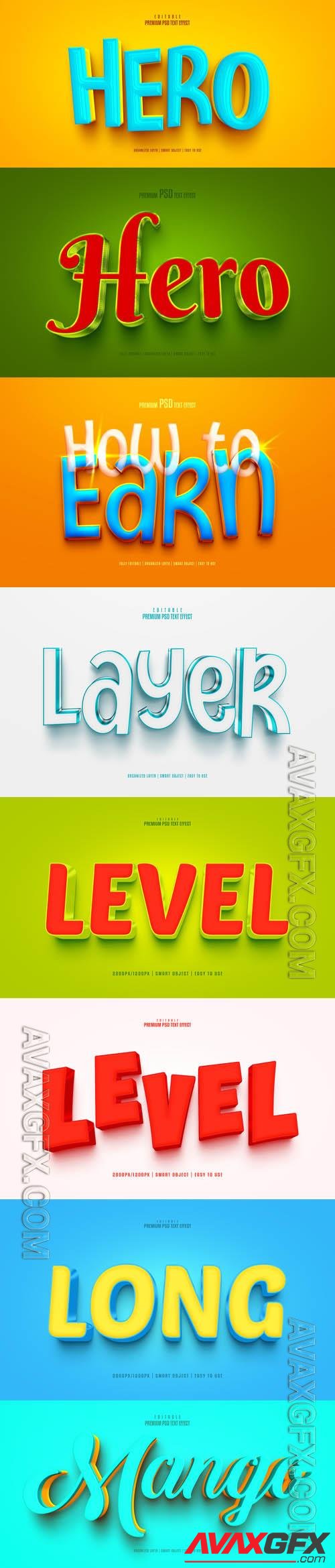 Psd style text effect editable set vol 474