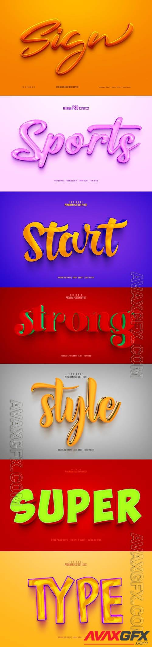 Psd style text effect editable set vol 470