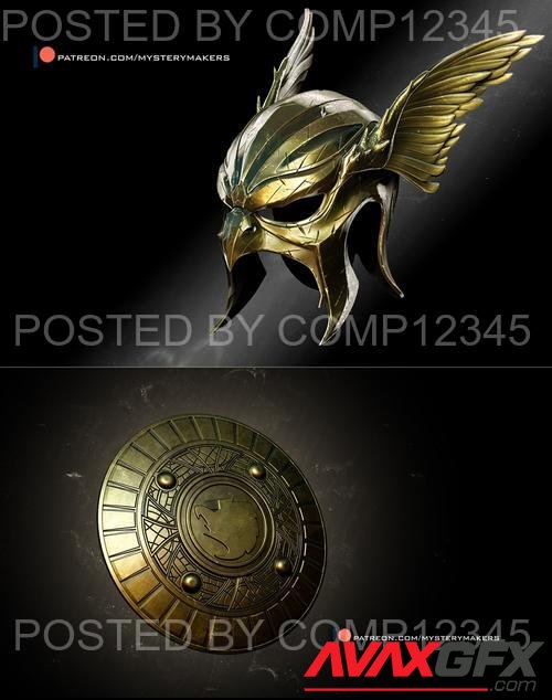 Hawkman Helmet and Hawkman Shield 3D Print