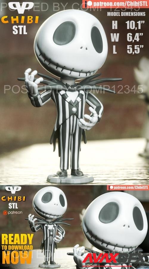 Jack Skellington Chibi 3D Print