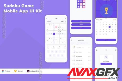 Sudoku Game Mobile App UI Kit ZH2CTSG