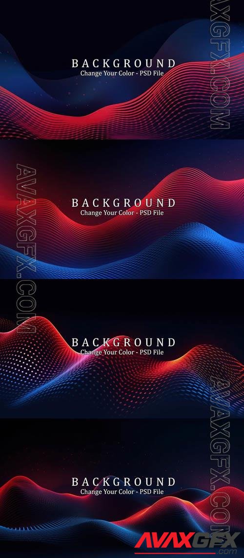 PSD abstract blue and red dynamic wavy