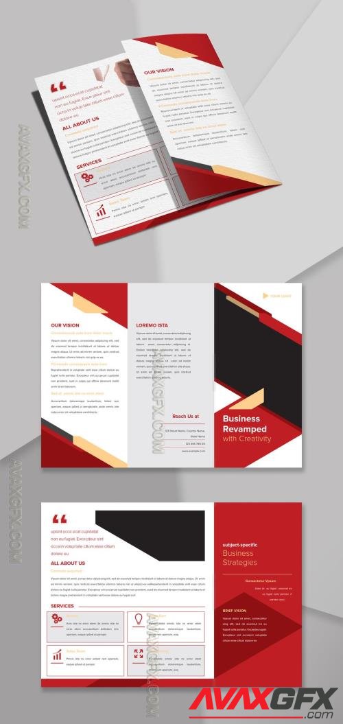 Trifold Brochure Layout with Red Accents 223430250 [Adobestock]
