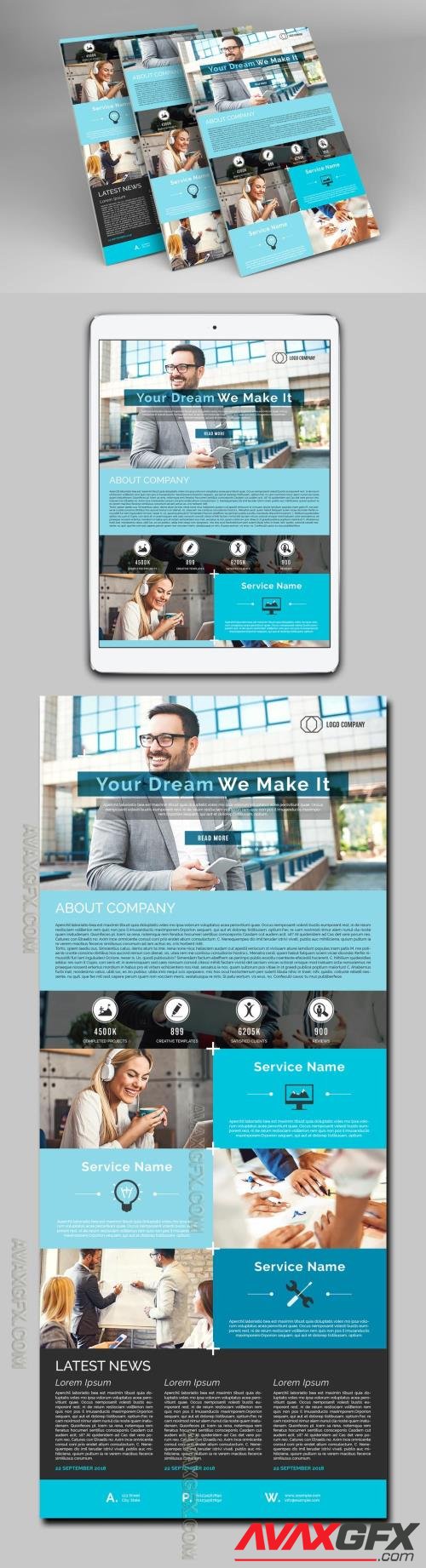 Web Newsletter Layout with Blue Accents 221035023 [Adobestock]