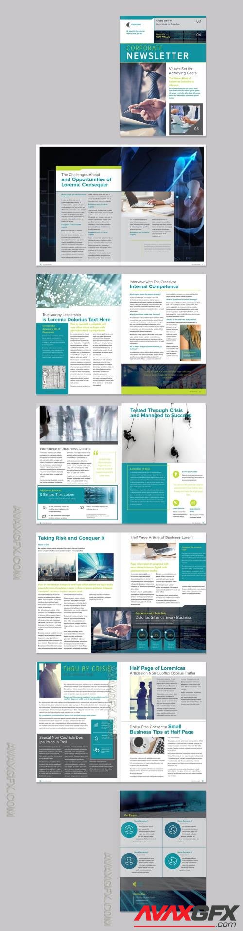 Newsletter Layout with Turquoise Accents 220996950 [Adobestock]