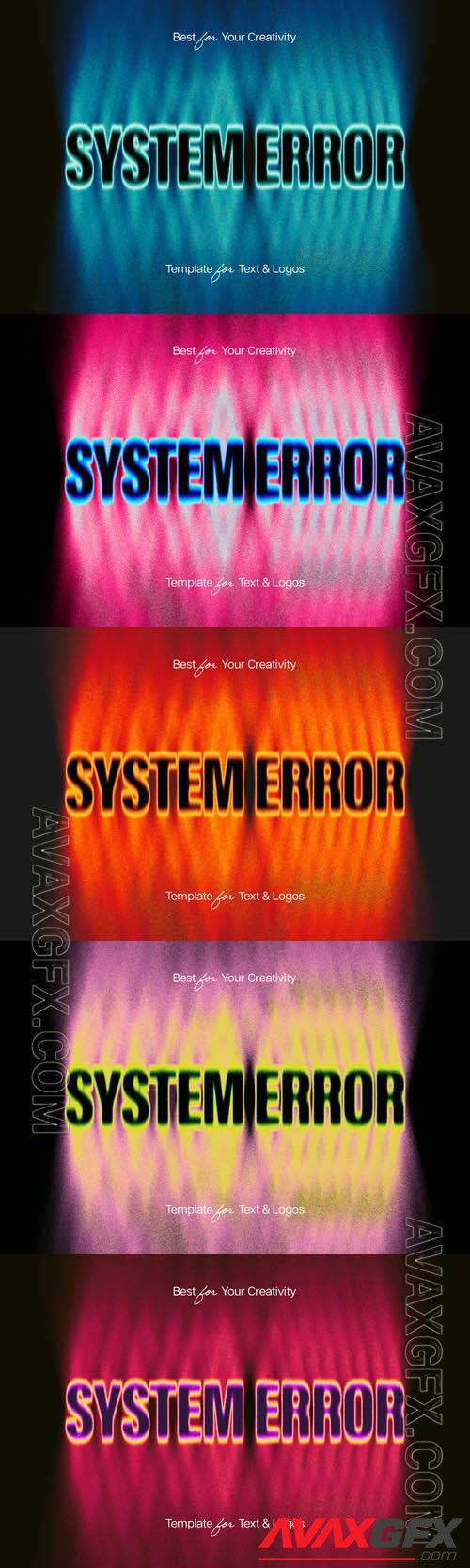 PSD vibrant system error, toxic, deformation  text effect