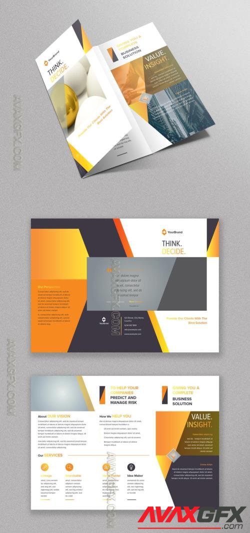Trifold Brochure Layout with Gradient Orange Accents 218806910 [Adobestock]