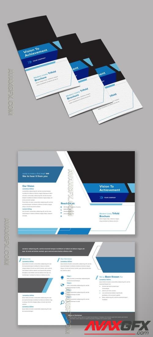 Trifold Brochure Layout with Blue Diagonal Accents 218806893 [Adobestock]