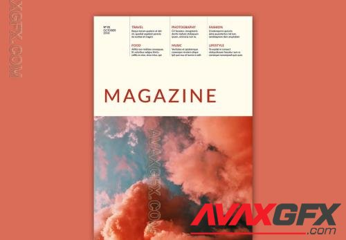 Magazine Cover Layout with Red Accents 218709878 [Adobestock]