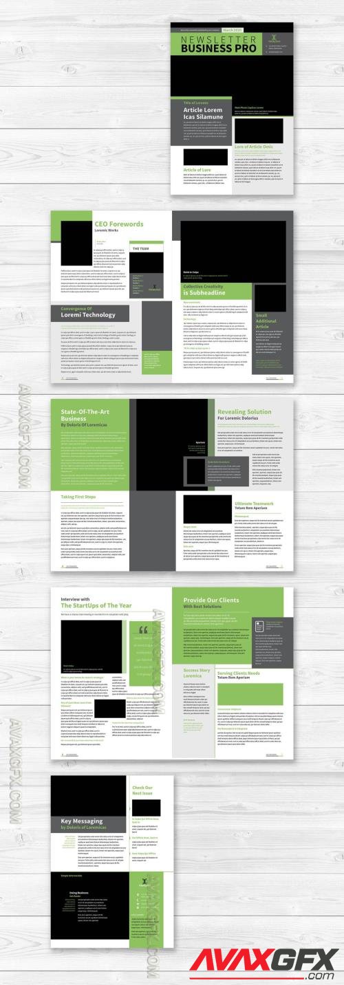 Newsletter Layout with Green Accents 215835652 [Adobestock]