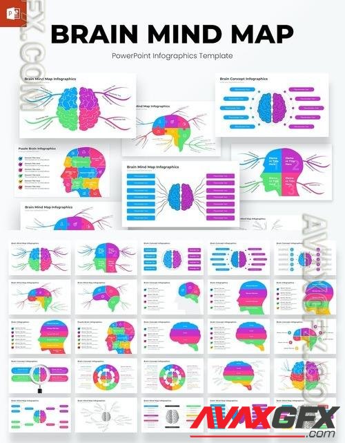 Brain Mind Map Infographics PowerPoint Template