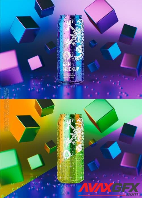 Scene with Metallic Can and Abstract Cubes Mockup 607776204 [Adobestock]