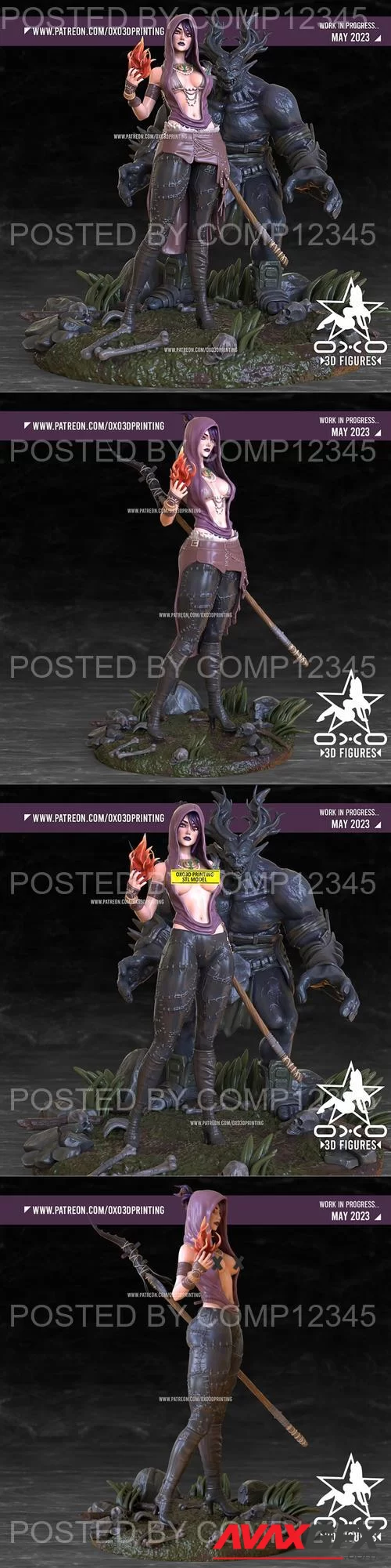 OXO3D - Morrigan and Ogre from Dragon Age 3D Print