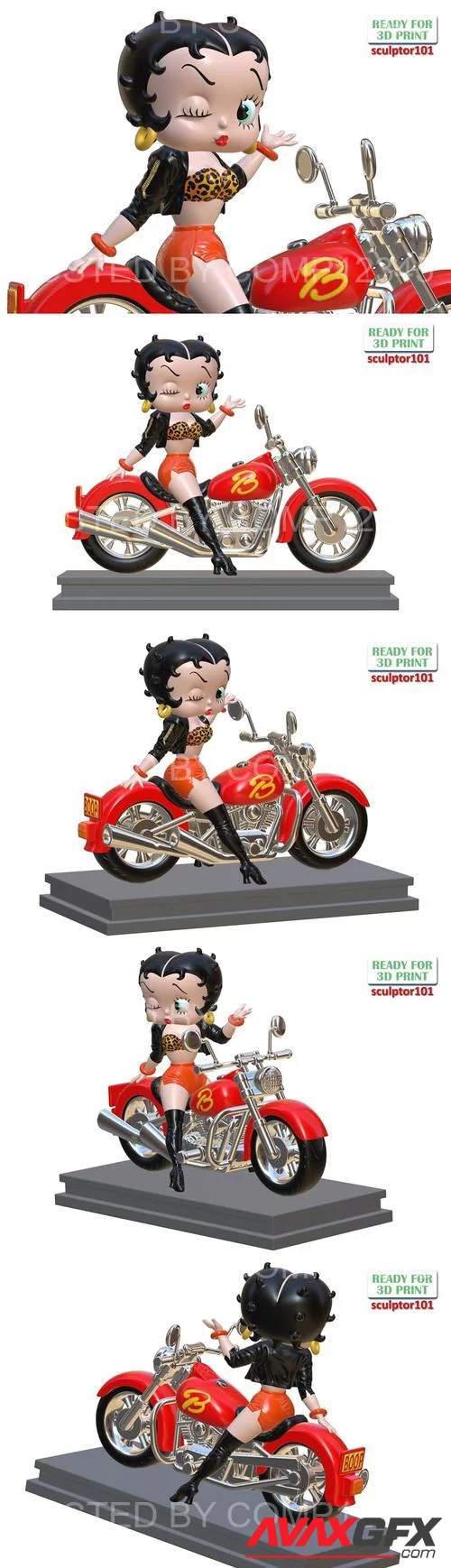 3DExport - Betty Boop the Biker 3D Print