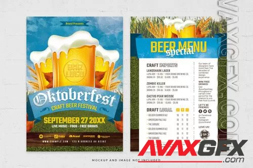 Oktoberfest craft beer festival flyer template in psd