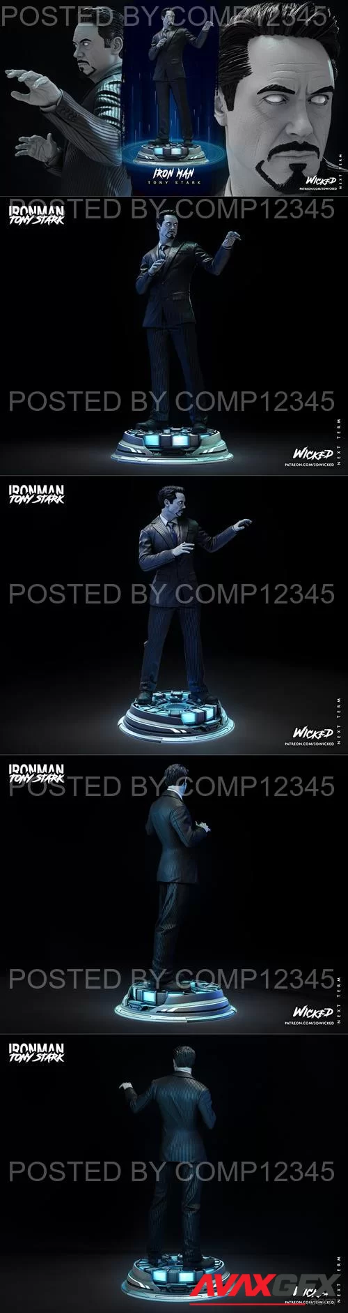 WICKED - Tony Stark Statue 3D Print