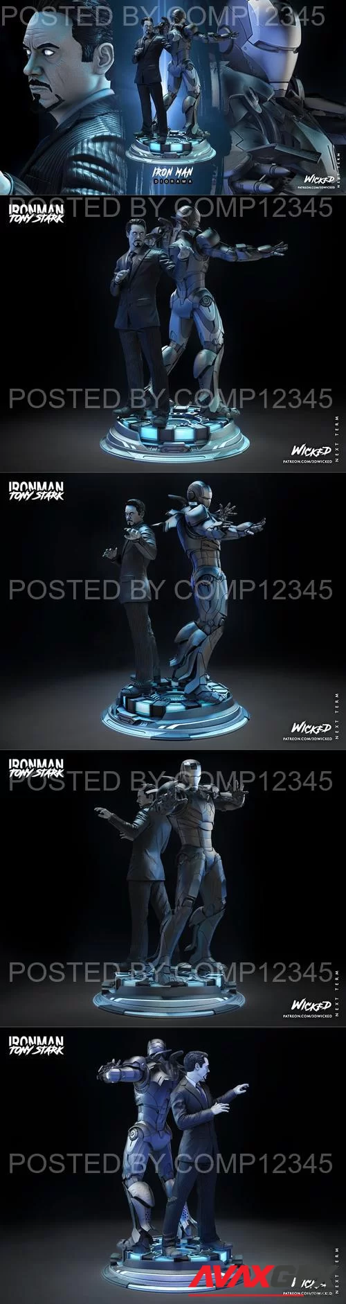 WICKED - Base Diorama Iron Man and Tony Stark 3D Print