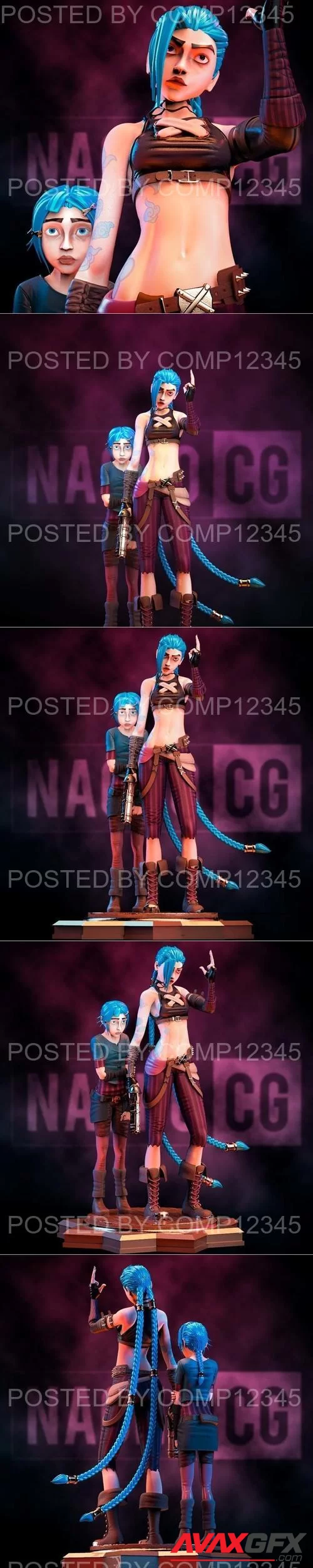 Fan Art Jinx and Powder - Statue 3D Print